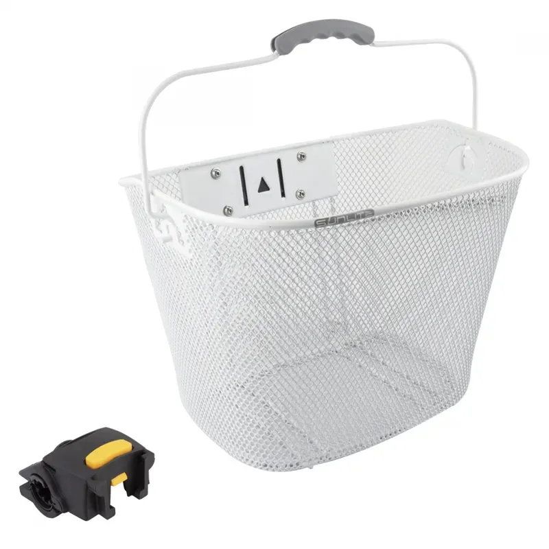 Sunlite Quick Release Front Bicycle Basket with Bracket in White