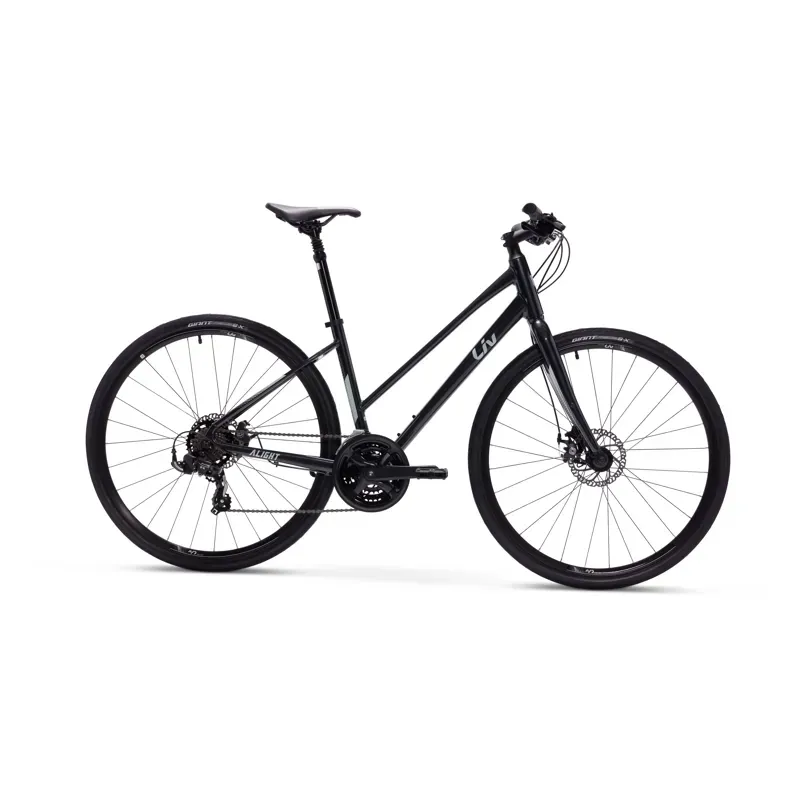 Liv Alight Disk 3 Step-Thru Hybrid Bike in Metallic Black